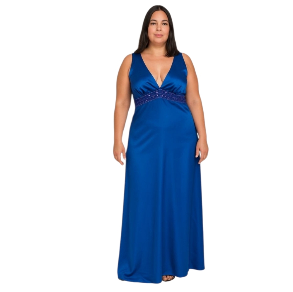 Custom Made Blue Sequined Maxi Dress Women's Medium